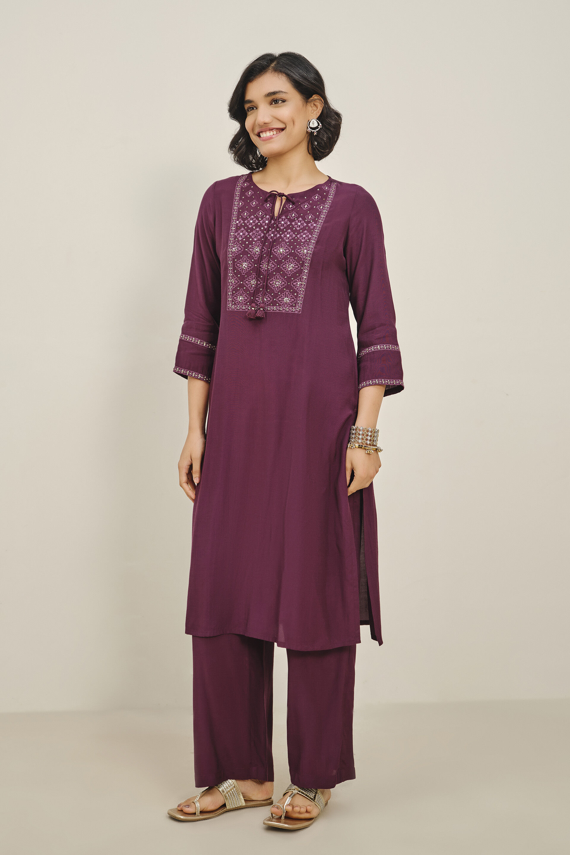 Pyaari Purple Kurta Set, Purple, image 3